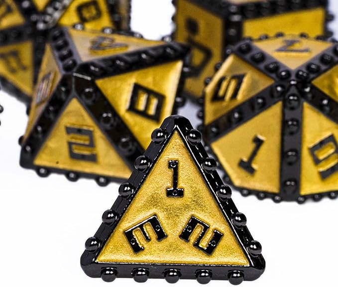 UDIXI Metal Dice Set D&D, Rivet Metal DND Dice Set for Dungeons and Dragons Role Playing Games (Black Nickel Golden)
