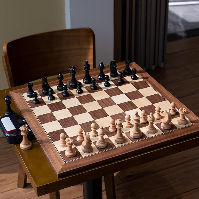 A&A 18.875" Professional Wooden Tournament Chess Board/Walnut & Maple Inlaid / 2.0" Squares w/o Notation