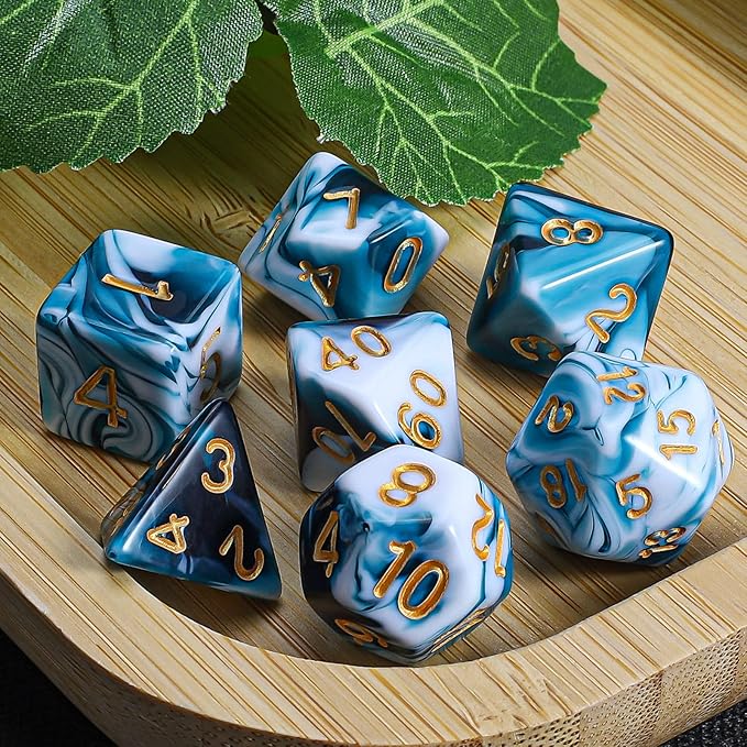 CiaraQ DND Polyhedral Dice Set with a Black Dice Bag for D&D RPG MTG Role Playing Table Games