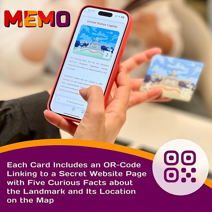Memory Matching Card Game - Washington, D.C. Landmarks – Fun & Educational Family Concentration Game for Teens, Adults & Seniors – Travel Pack