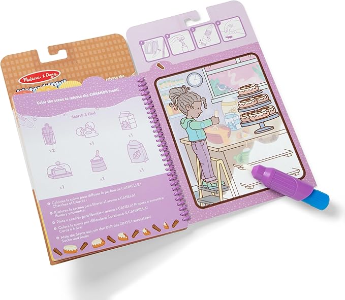 Melissa & Doug Scented Water Wow! Reusable Water-Reveal Coloring Activity Pad Travel Toy – Treats