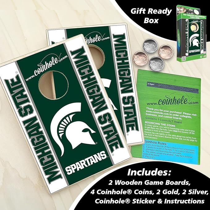 Tabletop Cornhole Game Set | Officially Licensed College Mini Football Cornhole Board Game | Includes Coins