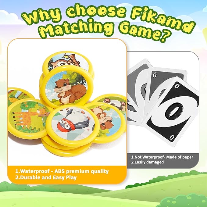 Memory Matching Board Game for Kids: 36 PCS Animal Matching Chess for Kids Games 18 Pairs Memory Cards for Toddlers - Preschool Educational Learning Activities for Boys Girls Family Board Game