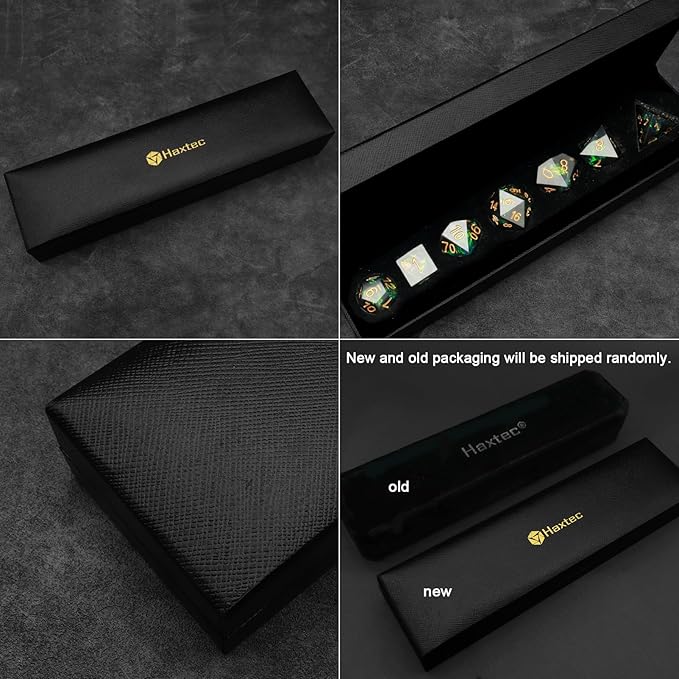 Haxtec DND Dice Set Black Sharp Edge Resin Dice with Dice Case Iridecent D&D Dice for RPG Dungeons and Dragons DND Gift-Black Galaxy