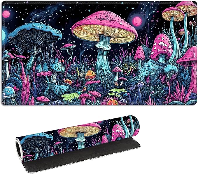 for MTG Playmat with Storage Bag, for TCG Playmat and Playing Card Mat for Magic Board Games, Non-Slip Colorful Mushroom Desk Mat, Stitched Edges Game Mat, Rollable & Foldable Card Playmat