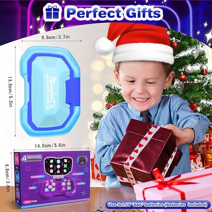 Handheld Dance Games for Kids - 4 Fun Brain & Memory & Reaction & Speed Training Pop Fidget Toys for Boys and Girls -Birthday Gifts for Age 6-12 Years Old Kids Teens Gift Ideas-W/Battery