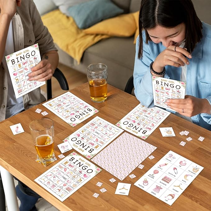 Floral Gender Reveal Bingo Game Cards - 24 Players, Neutral Gender Reveal Party Activities for Family Friends, Bingo Game Pregnancy Announcement Party Favor Supplies