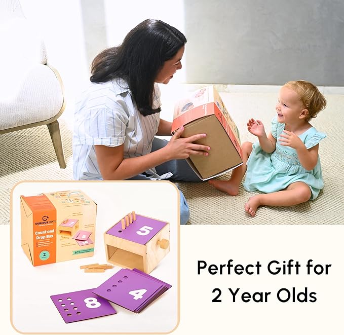 Wooden Counting Peg Board: Count & Drop Box | Montessori Learning Toy for Toddlers | Preschool Developmental Toy for Math, Fine Motor Skills & STEM Learning | Gifts for 2+ Years