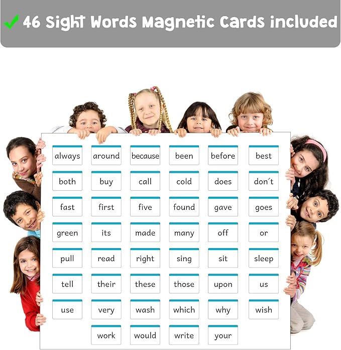 2nd Grade Sight Words Magnetic Flash Cards(Second Grade) - 46 Sturdy Large Dolch Cards for Literacy of Beginning Readers, Homeschool, Teachers and ESL