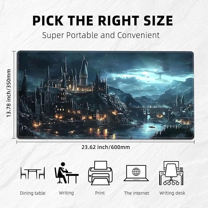 for MTG Playmat with Zones Storage Bag,for TCG Playmat and Playing Card Mat for Magic Board Games, Castle Non Slip Stitched Edges Game Mat, Rollable Foldable Card Playmats