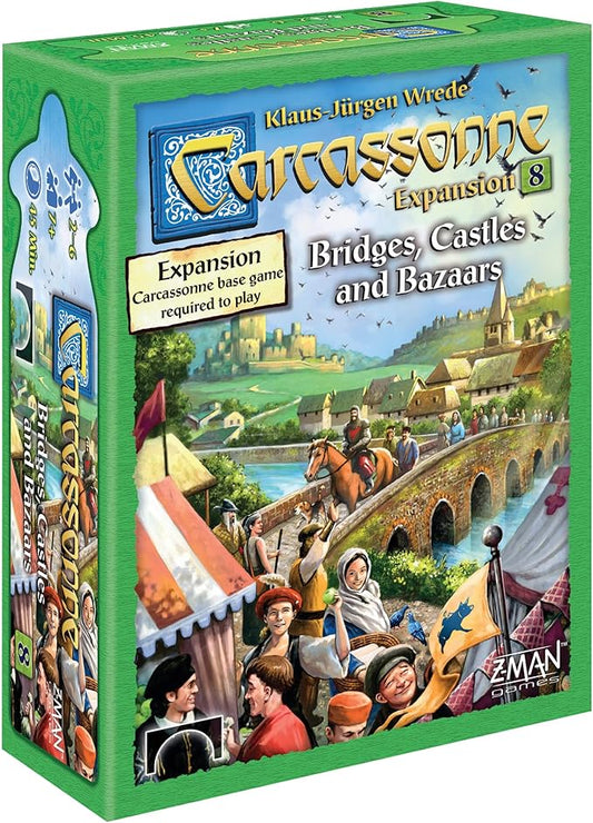 Carcassonne Bridges, Castles & Bazaars Board Game EXPANSION - New Paths and Auctions Await! Medieval Strategy Game for Kids and Adults, Ages 7+, 2-6 Players, 50 Minute Playtime, Made by Z-Man Games