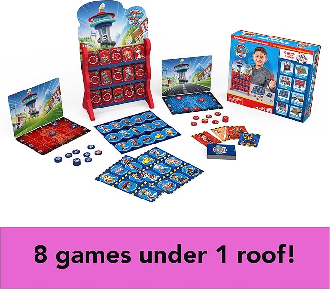 Spin Master Games PAW Patrol, Games HQ Board Games for Kids Checkers Tic Tac Toe Memory Match Bingo Go Fish Card Games PAW Patrol Toys, for Preschoolers Ages 4 and up