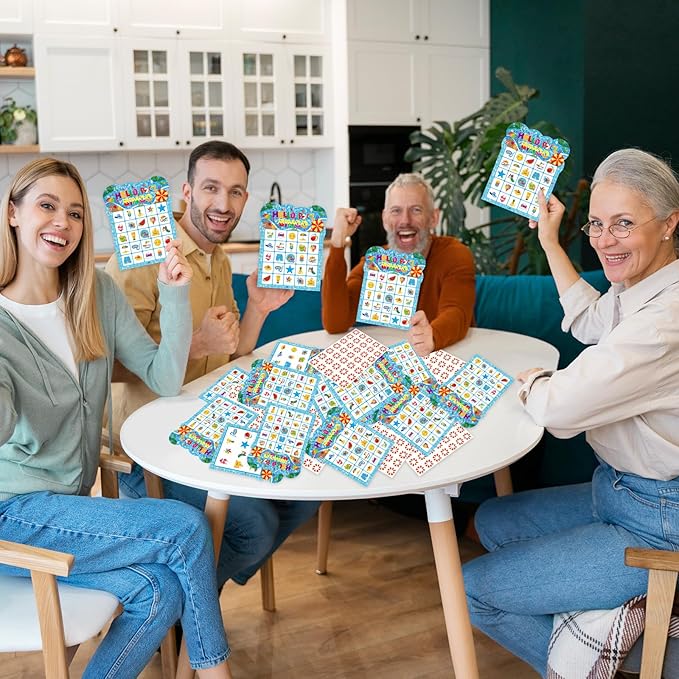 Pool Party Bingo Games for Kids Adults, 24 Players Summer Bingo Game Cards for School Classroom Family Activities Hawaiian Tropical Party Favors Supplies