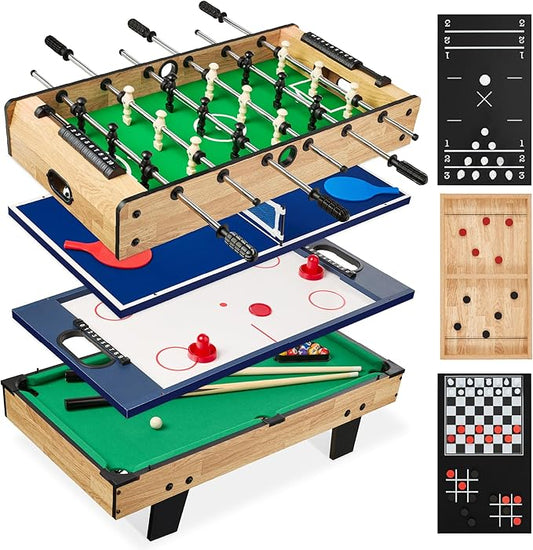 Best Choice Products 11-in-1 Kids Combo Game Table Set for Home, Game Room w/Ping Pong, Foosball, Table Hockey, Chess, Checkers, Shuffleboard, Bowling, 5 Accessory Bags