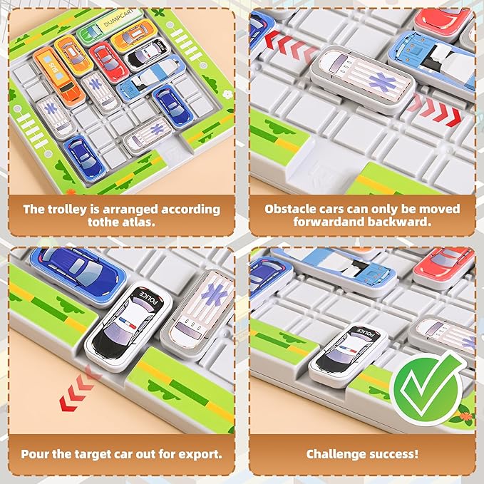 Parking Puzzler Magnetic Travel Game – Car Games Brain Teaser with 360 or 750 Traffic Jam Challenges, Logic Puzzle Toy for Kids Ages 4–12 and Parent Child Problem Solving Fun(750Magnetic)