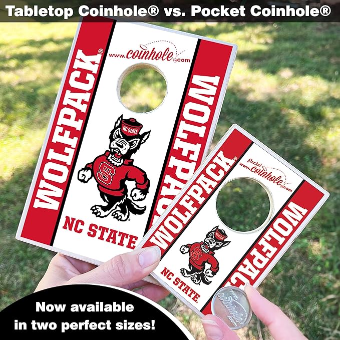 Tabletop Cornhole Game Set | Officially Licensed College Mini Football Cornhole Board Game | Includes Coins