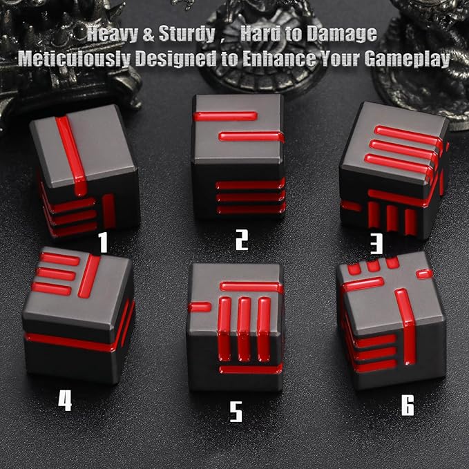 Metal D6 Dice, 6 Sided Die with Case Dice Set Great for DND Tabletop RPG Dungeons and Dragons Dice Collectors D&D Accessories Gifts (D6 Red)