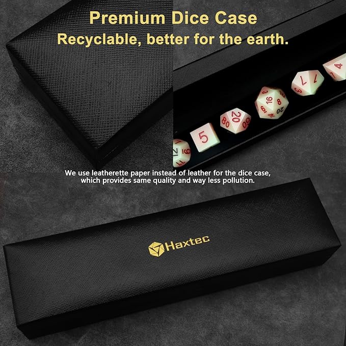 Haxtec DND Dice Set Sharp Edge Resin Dice with Dice Case Red Black D&D Dice Set for TTRPGs Dungeons and Dragons Gifts 16mm