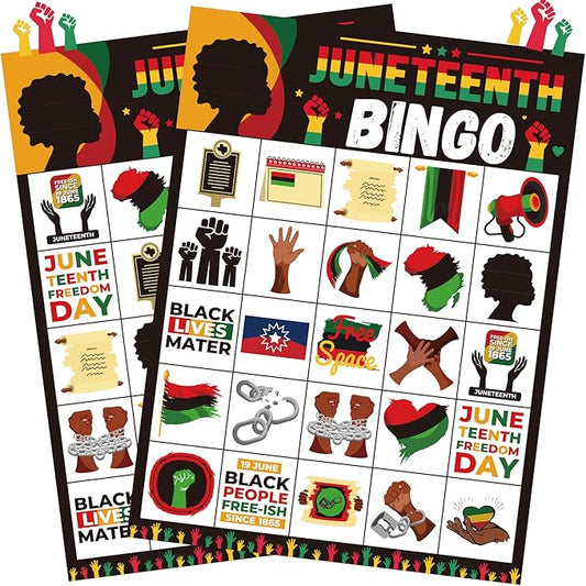 Juneteenth Games Juneteenth Bingo Game Juneteenth Party Games with 24 Juneteenth Players Cards for Adults Activities Supplies Favors Juneteenth Trivia Games