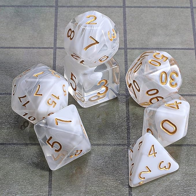CiaraQ DND Polyhedral Dice Set with a Black Dice Bag for D&D RPG MTG Role Playing Table Games