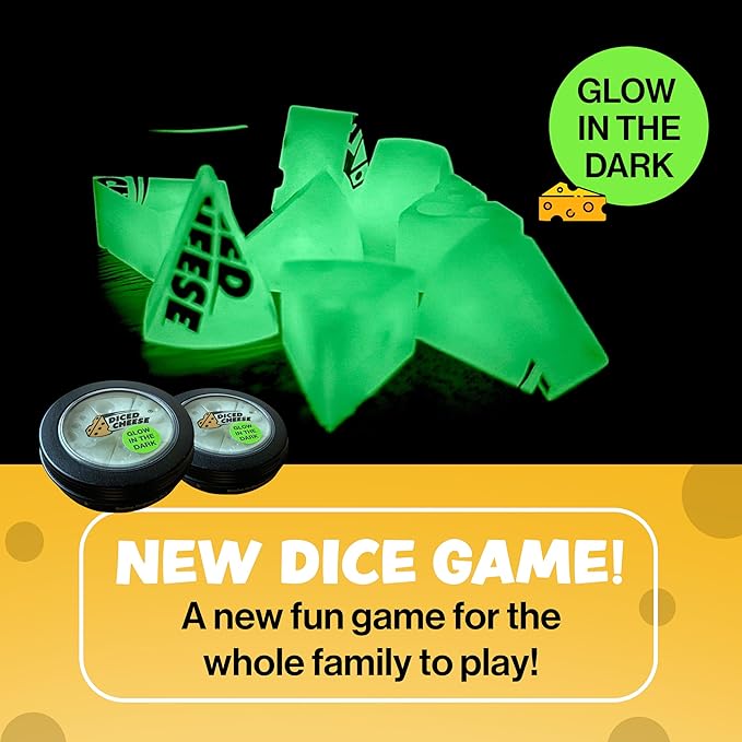 Glow-in-The-Dark - Fun & Addictive Dice Game for Ages 15 & Above - Conquer The Leaning Towers of Cheesa - No Math or Scorecards Needed