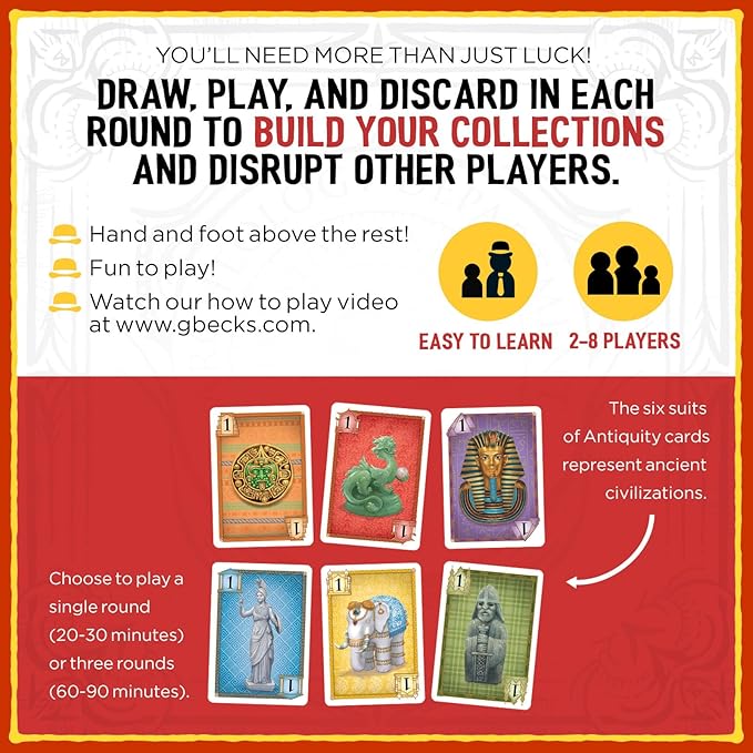 Antiquity Quest | A Set Collection Card Game from The Creators of Cover Your Assets, Grandpa Beck's Games | 2-8 Players Ages 10+. Classic Card Game Feel Similar to Hand and Foot or Canasta
