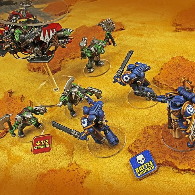 LITKO Upgrade Tokens | Compatible with Warhammer 10th Edition | Half-Strength | Battle Shocked | Wound | Movement | Modifier | WH40Kv10 (Half Strength/Battle Shocked)