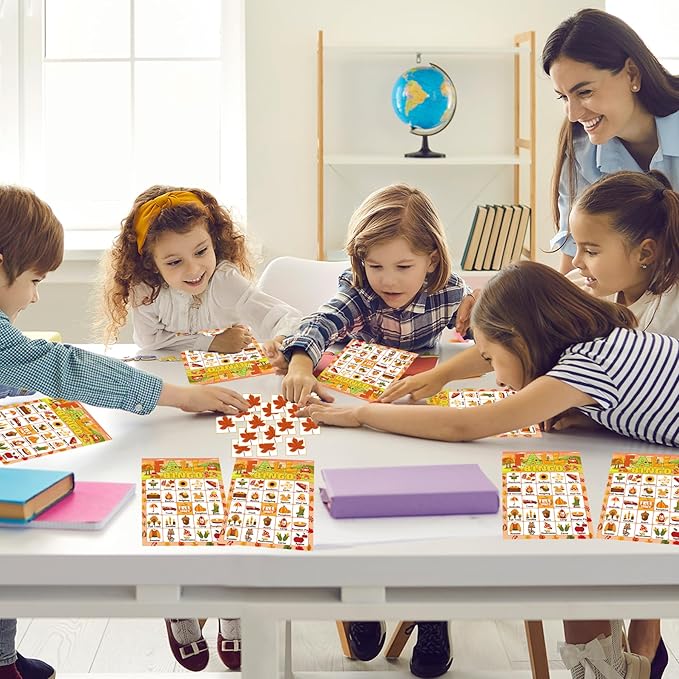 Fall Bingo Harvest Game with 24 Autumn Player Cards for Fall Festival Adults Activities Supplies Favors Thanksgiving Party Games
