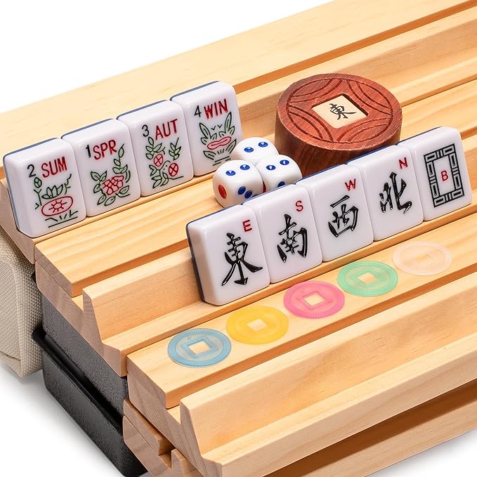 Yellow Mountain Imports American Mahjong Game Set with Case, Racks, Wind Indicator and Dice
