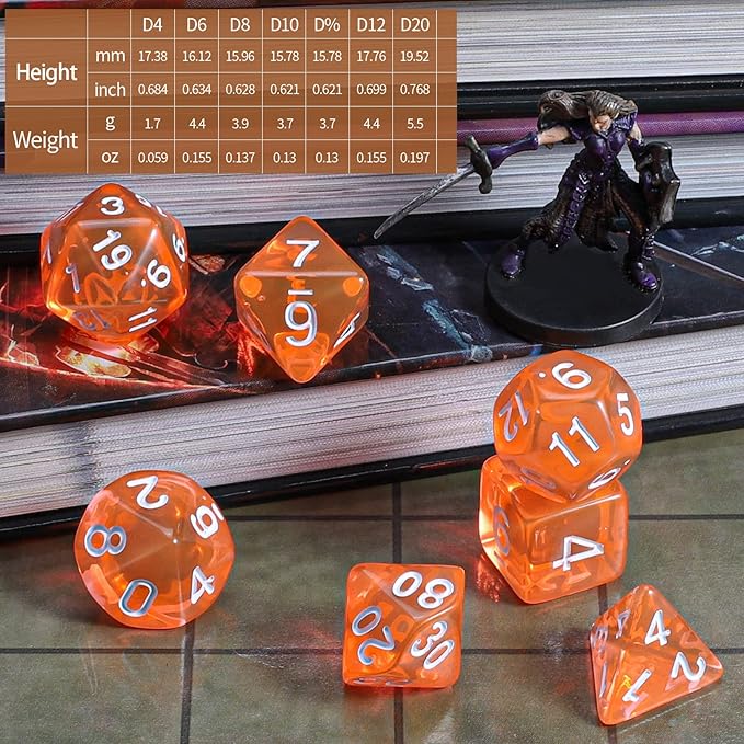 CiaraQ DND Polyhedral Dice Set with a Black Dice Bag for D&D RPG MTG Role Playing Table Games