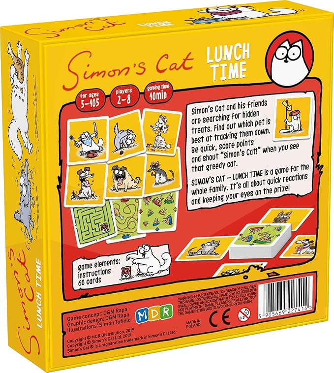MDR Simon's Cat Lunch Time Card Game for Families Speed Reflex Game Fast Paced Fun Travel Card Games Family Children Card Games for Game Nights