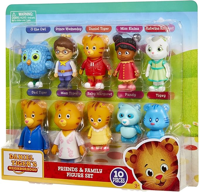 Daniel Tiger's Neighborhood Friends & Family Figure Set (10 Pack) Includes: Daniel, Friends, Dad & Mom Tiger, Tigey & Exclusive Figure Pandy [Amazon Exclusive]