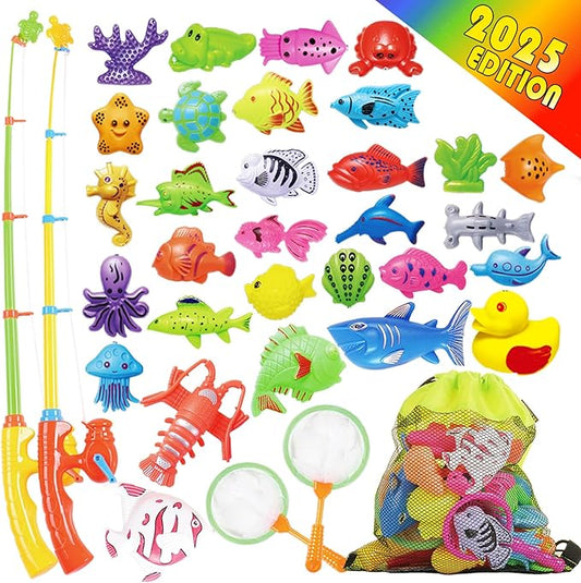 Goody King Magnetic Fishing Game Pool Toys for Kids - Outdoor Indoor Water Table Toys Carnival Party Water Bath Toy for Toddlers 1-3 4 5 6 Years Old 2 Players Gift (Medium)