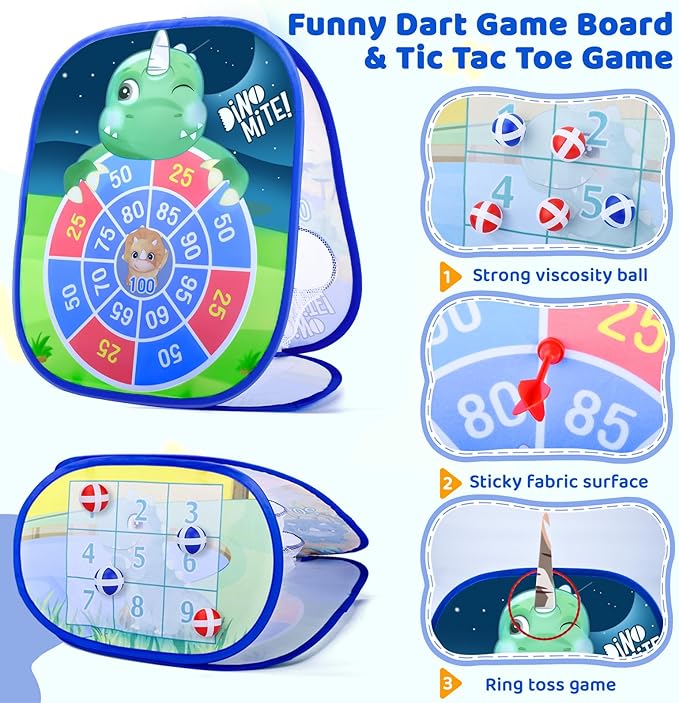 Animal 5 in 1 Bean Bag Toss Game for Kids - Cornhole Game Set Dinosaur/Unicorn Backyard Beach Yard Outdoor Toys Boys Girls Birthday Party Supplies for Toddlers Ages 3 4 5 6 Year Old