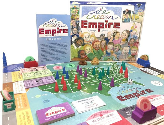 Ice Cream Empire Board Game | Fun Entrepreneurial Game for Families, Adults and Kids 7+ | Learn Business, Geography, and Math Skills | Competitive, Strategic, and Educational Game