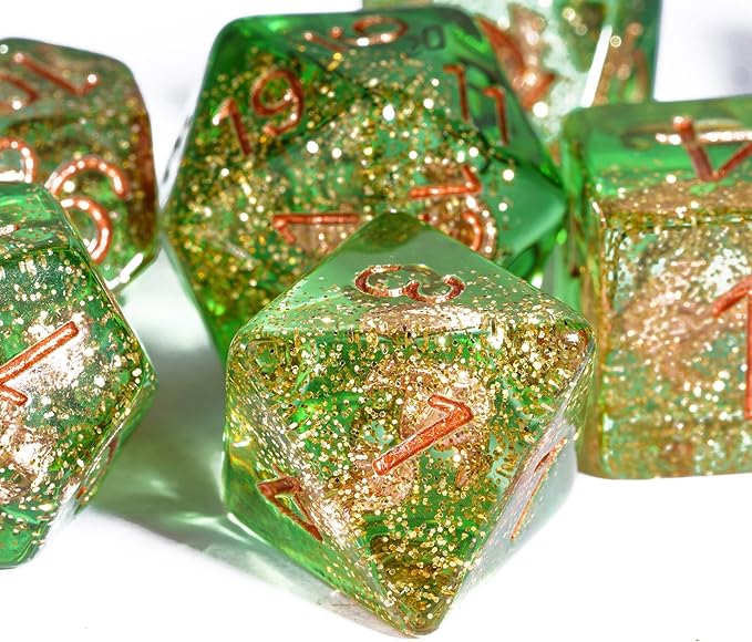 UDIXI 7 Die Polyhedral Dice Set D&D with Anchor Inclusion, Sequins DND Dice for Dungeons and Dragons RPG and Other Tabletop Games