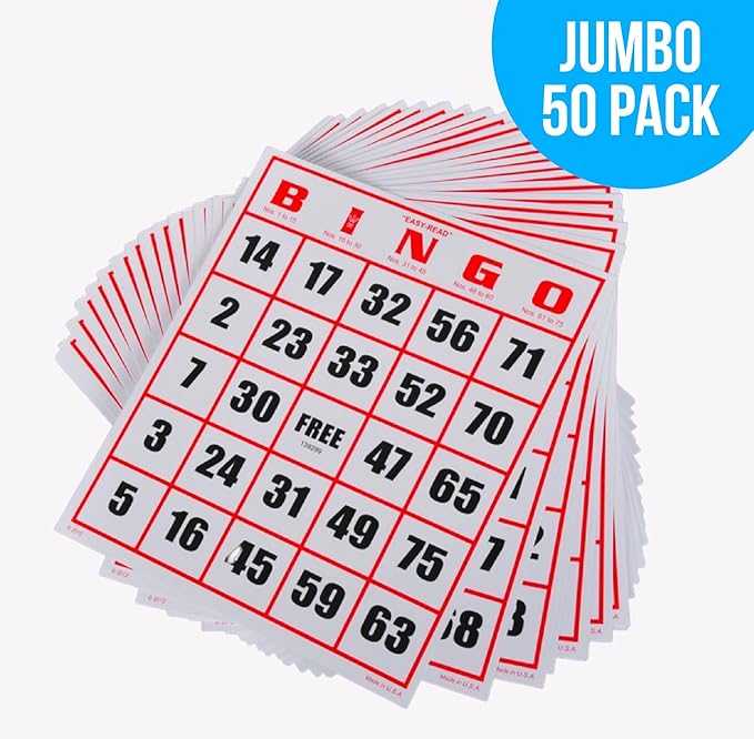 Regal Bingo Jumbo Bingo Cards Deck Reusable - Bingo Games for Family - 50 Playing Cards