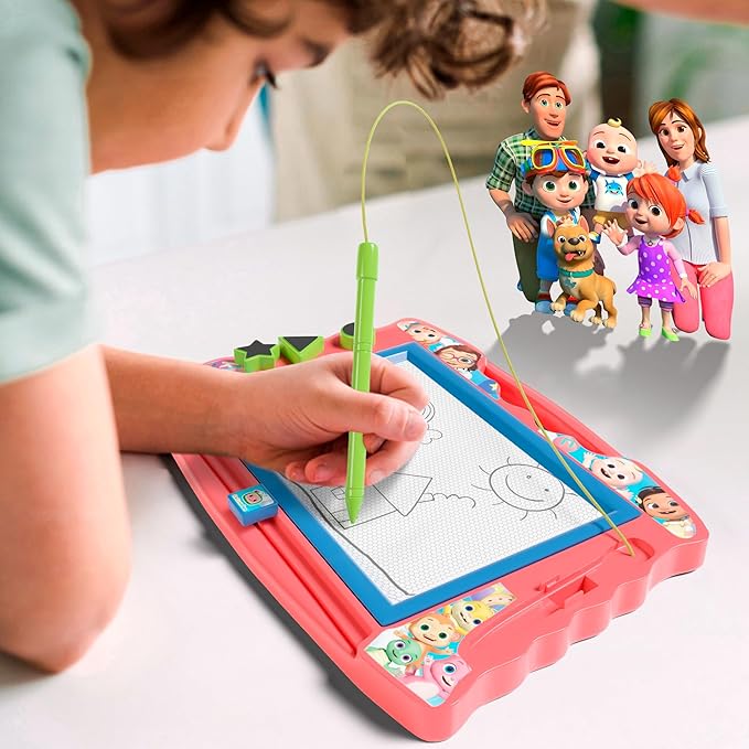 Lollipop Cocomelon Magnetic Sketcher with 3 Magnetic Stamps - Creative Drawing Pad for Kids and Toddlers 3+, Interactive Cocomelon Toy for Boys and Girls