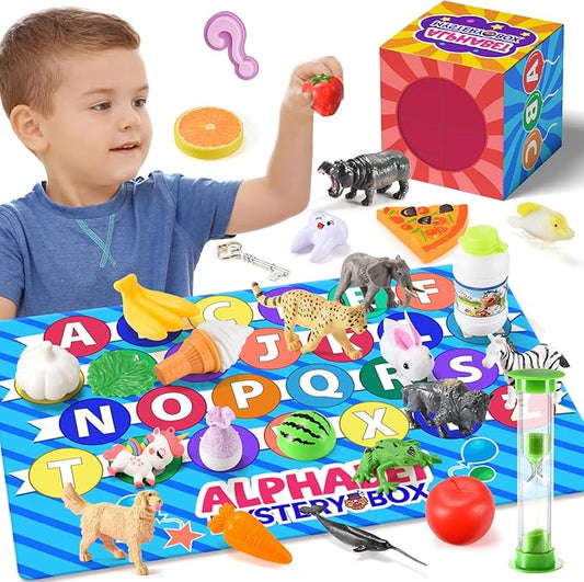 Mystery Box Toys for Toddlers,Alphabet Mystery Box Letters Matching Game Learning Educational Preschool Games for Kids Ages 3-7 Easter Basket Stuffers Birthday Gifts Toy for Kids Ages 2-4 5-7