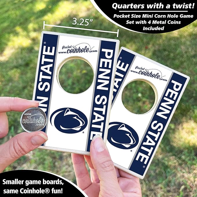 Tabletop Cornhole Game Set | Officially Licensed College Mini Football Cornhole Board Game | Includes Coins