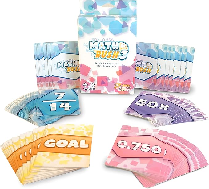 Math Rush 3: Fractions, Decimals & Percentages - A Cooperative Time-Based Math Flash Card Game for Kids, Students, and Families | Fun & Engaging STEM Game for Math Class or Family Game Night
