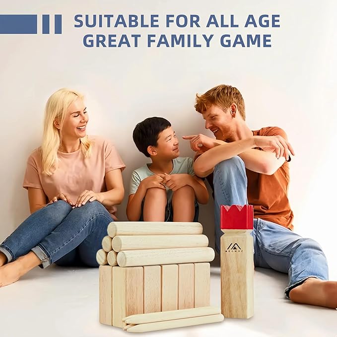 Kubb Yard Game Outdoor Games Viking Chess for Kids and Adults New Zealand Pine Wooden Toss Game with Carrying Case, Backyard Lawn Game with Measuring Tape for Family Kids Adults