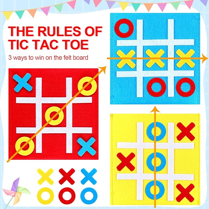 Liliful 30 Pack Tic Tac Toe Board Game 2 in 1 Checkers Game Sets Classic Educational Toy Tic Tac Toe Portable Felt with Storage Bag for Party Gifts Goodie Bag Stuffers Family Board, 2 Styles