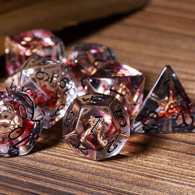 UDIXI 7PCS Polyhedral Dice Set, 7-Die DND Dice Set Filled with Dagger for Role Playing Games as Dungeons and Dragons RPG Table Games?D&D (Rogue)