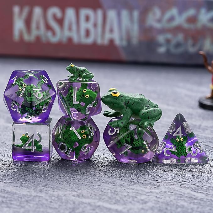 Resin Frog DND Dice Set, Polyhedral D&D Dice Animal Inclusion Dice for Dungeons and Dragons MTG RPG Board Games