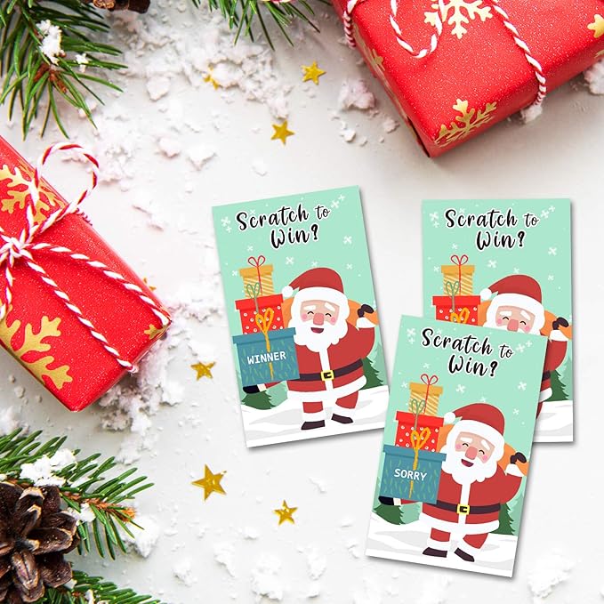 Yangmics Direct Christmas Scratch Off Cards (40 Pack) Christmas Party Game for Holiday Events - Groups, Kids and Adult - Festive Raffle Tickets for Prize Drawings - Christmas Gift Choice