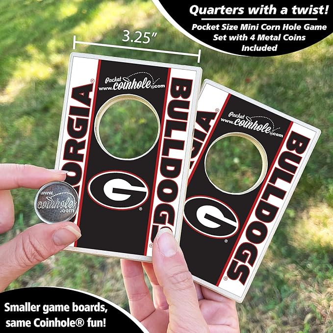 Tabletop Cornhole Game Set | Officially Licensed College Mini Football Cornhole Board Game | Includes Coins