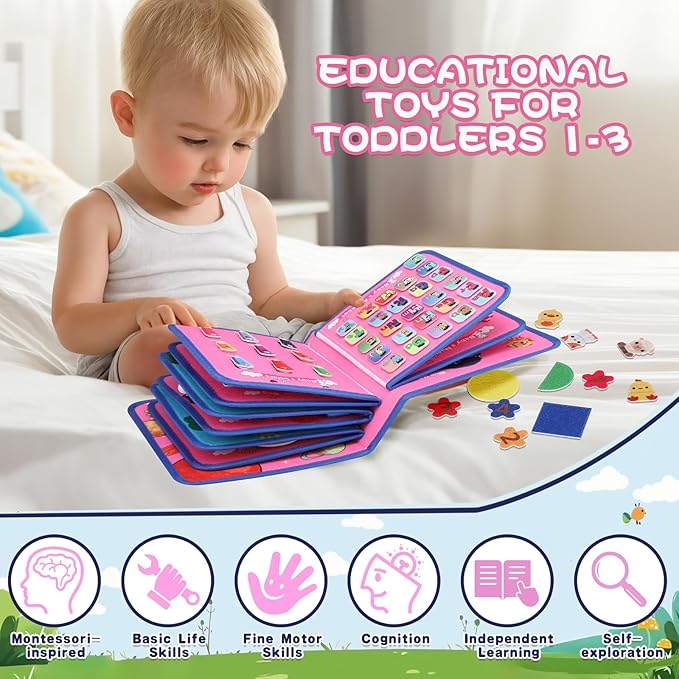20 in 1 Montessori-Toys Busy Board for Toddlers 1-3, Busy Book for 1 2 3 Year Old Boy Girls Birthday Gift, Preschool Learning Activities Toy, Educational Sensory Toys for Kids Ages 2-4