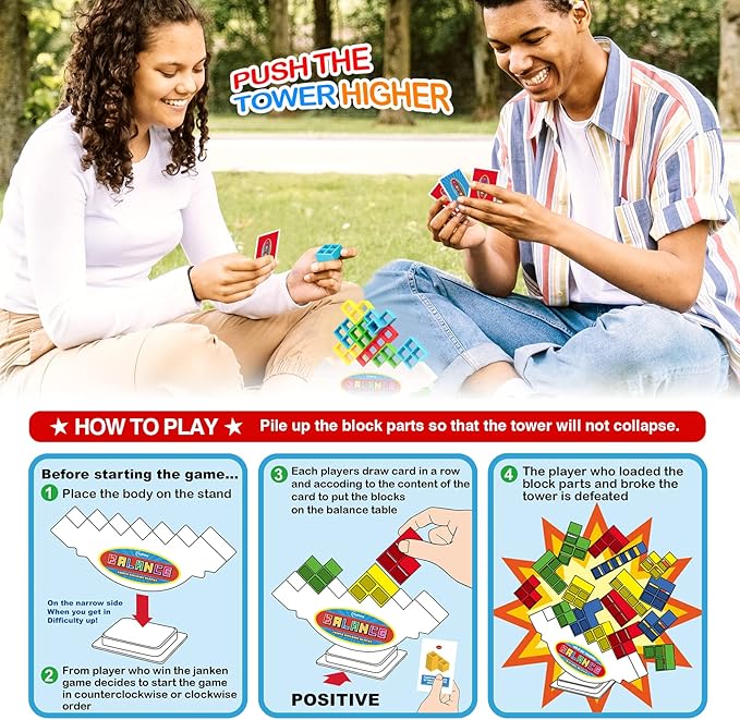 iYuePeng Board Games for Kids & Adults Tetra Tower Balance Stacking Toys Perfect for Family Games, Parties, Travel