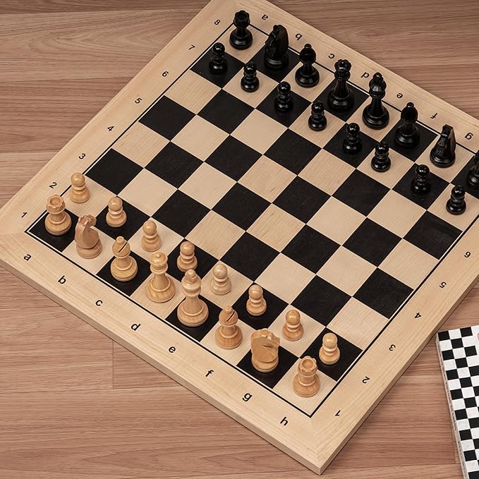 A&A 21.25" Professional Wooden Tournament Chess Board/Ebony Wood & Maple Inlay / 2.25" Squares w/Notation